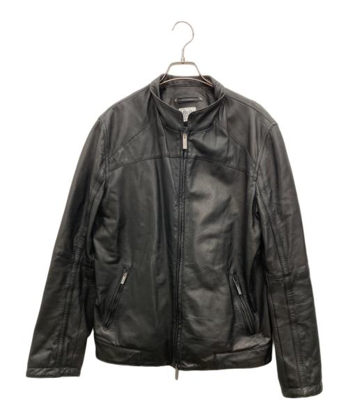 ARMANI COLLEZIONI（アルマーニ コレツィオーニ）ARMANI COLLEZIONI (アルマーニ コレツィオーニ) ラムレザージャケット ブラック サイズ:50の古着・服飾アイテム