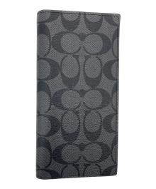 COACH（コーチ）の古着「長財布 シグネチャー」｜ブラック