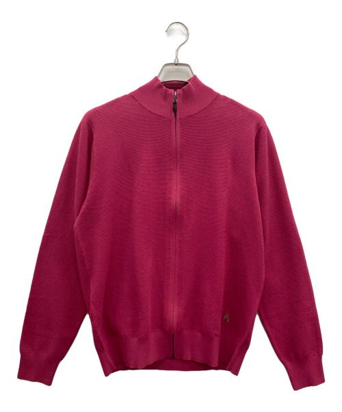 Paul Stuart（ポールスチュアート）Paul Stuart (ポールスチュアート) 「Cotton Brid」鹿の子フルジップセーター ショッキングピンク サイズ:L 未使用品の古着・服飾アイテム