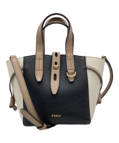 FURLA（フルラ）FURLA (フルラ) ネットミニトートバッグ ブラック×ホワイト×ベージュの古着・服飾アイテム