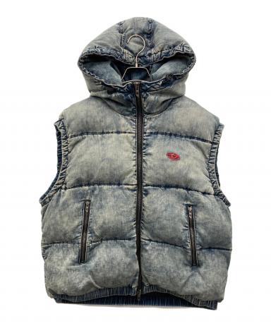 中古・古着通販】DIESEL (ディーゼル) デニムダウンベスト グレー