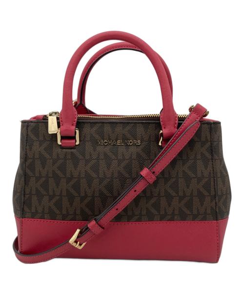 MICHAEL KORS（マイケル・コース）MICHAEL KORS (マイケル・コース) 2WAYショルダーバッグ ブラウン×ピンクの古着・服飾アイテム