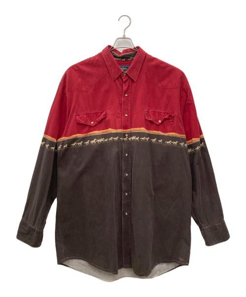 roper（ローパー）Roper (ローパー) ウエスタンシャツ レッド×ブラウン サイズ:3XLTの古着・服飾アイテム