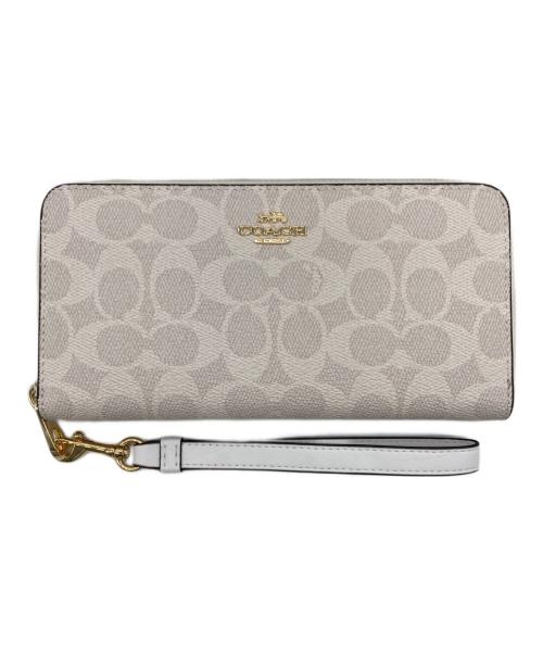COACH（コーチ）COACH (コーチ) ロング ジップ アラウンド ウォレット シグネチャー キャンバス アイボリーの古着・服飾アイテム