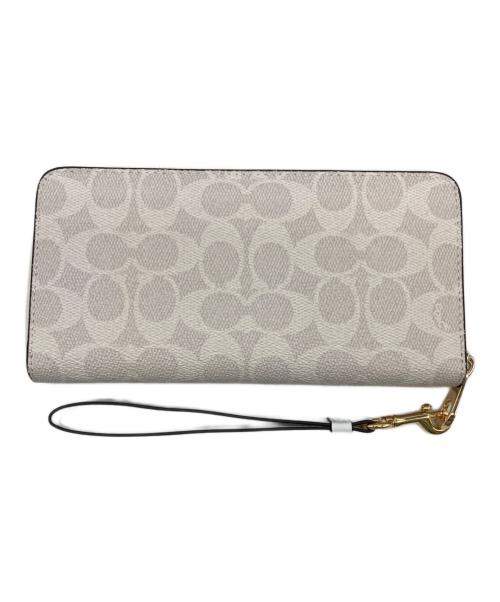 COACH（コーチ）COACH (コーチ) ロング ジップ アラウンド ウォレット シグネチャー キャンバス アイボリーの古着・服飾アイテム