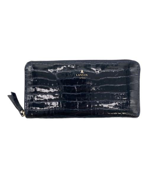 LANVIN（ランバン）LANVIN (ランバン) ラウンドファスナー財布 ネイビーの古着・服飾アイテム