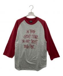 stussy（ステューシー）の古着「ラグランカットソー」｜グレー×レッド