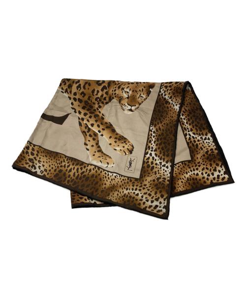 Yves Saint Laurent（イヴサンローラン）Yves Saint Laurent (イヴサンローラン) シルクスカーフ ブラウンの古着・服飾アイテム