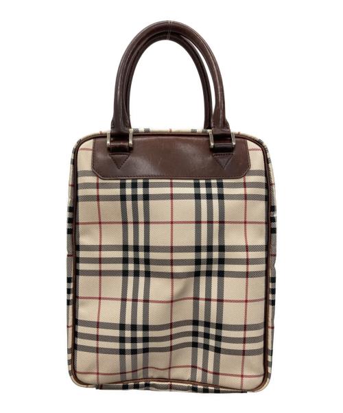 BURBERRY（バーバリー）BURBERRY (バーバリー) スクエアハンドバッグ ブラウンの古着・服飾アイテム