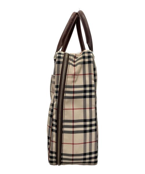BURBERRY（バーバリー）BURBERRY (バーバリー) スクエアハンドバッグ ブラウンの古着・服飾アイテム
