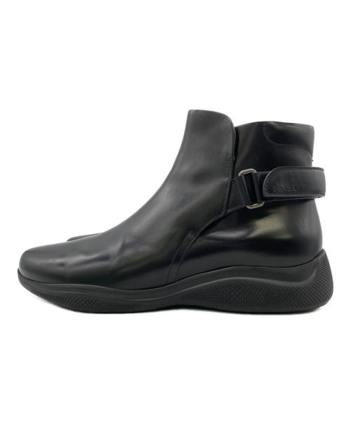 PRADA（プラダ）PRADA (プラダ) サイドベルトブーツ ブラック サイズ:8 1/2の古着・服飾アイテム