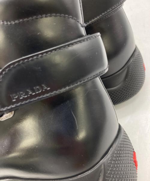 PRADA（プラダ）PRADA (プラダ) サイドベルトブーツ ブラック サイズ:8 1/2の古着・服飾アイテム