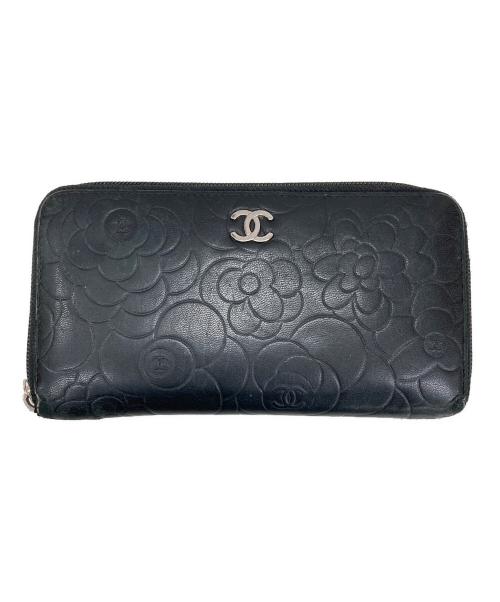 CHANEL（シャネル）CHANEL (シャネル) ラウンドファスナー財布 ブラックの古着・服飾アイテム