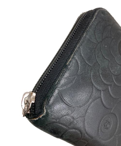 CHANEL（シャネル）CHANEL (シャネル) ラウンドファスナー財布 ブラックの古着・服飾アイテム