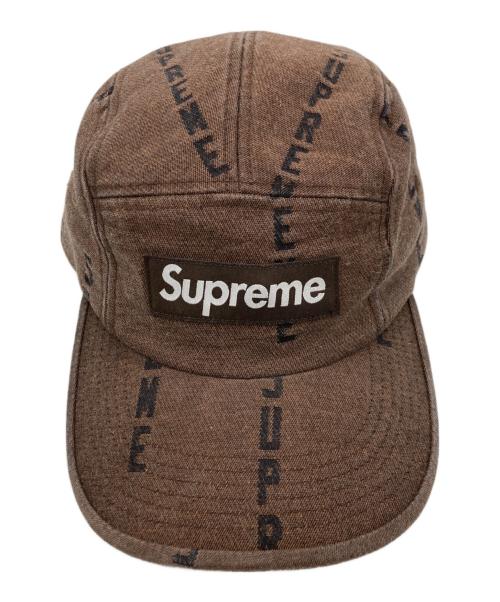 SUPREME（シュプリーム）Supreme (シュプリーム) Logo Stripe Jacquard Denim Camp Cap ブラウンの古着・服飾アイテム