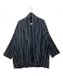 gold（ゴールド）の古着「COTTON/LINEN HERRINGBONE ARROW MOTIF CARDIGAN」｜ネイビー