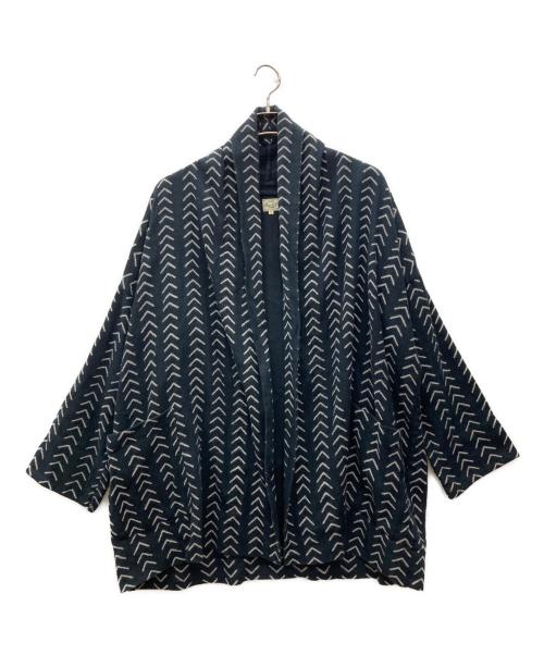 gold（ゴールド）GOLD (ゴールド) COTTON/LINEN HERRINGBONE ARROW MOTIF CARDIGAN ネイビー サイズ:Sの古着・服飾アイテム