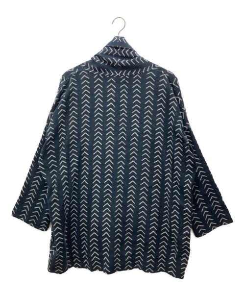gold（ゴールド）GOLD (ゴールド) COTTON/LINEN HERRINGBONE ARROW MOTIF CARDIGAN ネイビー サイズ:Sの古着・服飾アイテム