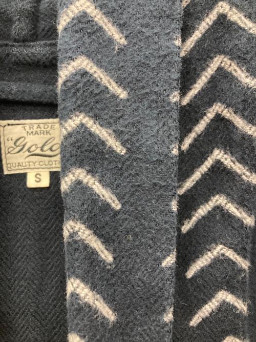 gold（ゴールド）GOLD (ゴールド) COTTON/LINEN HERRINGBONE ARROW MOTIF CARDIGAN ネイビー サイズ:Sの古着・服飾アイテム