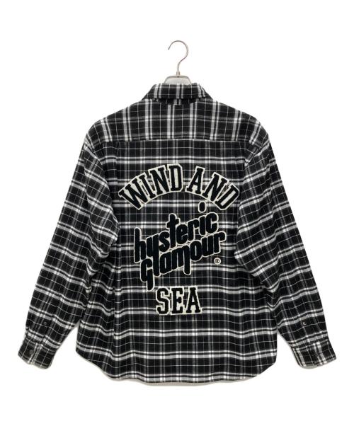WIND AND SEA（ウィンダンシー）WIND AND SEA (ウィンダンシー) Hysteric Glamour (ヒステリックグラマー) 長袖チェックシャツ ブラック×グレー サイズ:XLの古着・服飾アイテム