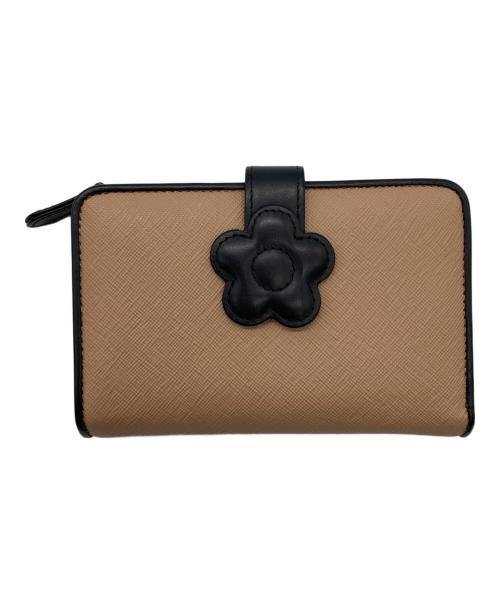 MARY QUANT（マリークヮント）MARY QUANT (マリークヮント) 2つ折り財布 ベージュ×ブラックの古着・服飾アイテム