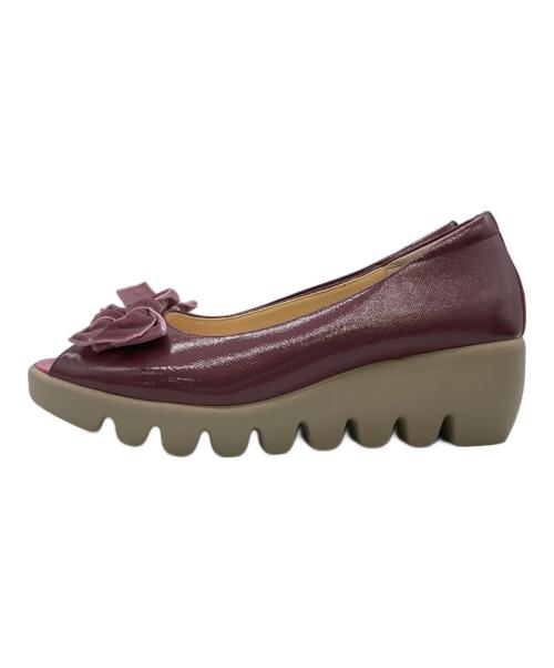 hills avenue（ヒルズアヴェニュー）hills avenue (ヒルズアヴェニュー) ベルベットリボンオープントゥパンプス パープル サイズ:24.5の古着・服飾アイテム