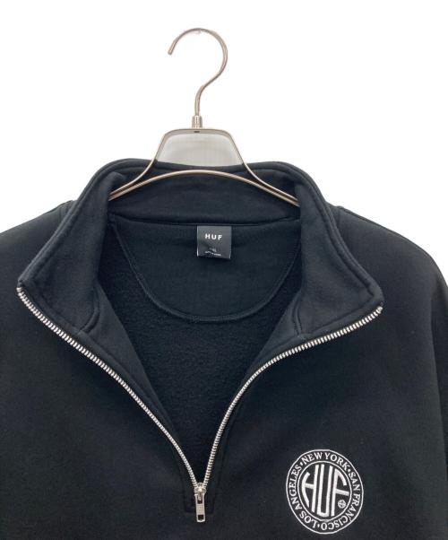 HUF（ハフ）HUF (ハフ) ハーフジップスウェット ブラック サイズ:XXLの古着・服飾アイテム