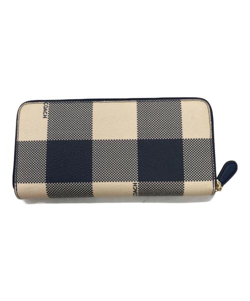 COACH（コーチ）COACH (コーチ) ラウンドファスナー長財布 アイボリー×ネイビーの古着・服飾アイテム