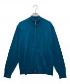 Aquascutumアクアスキュータム）の古着「FULL ZIP COTTON KNIT」｜ネイビー