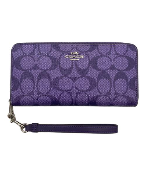 COACH（コーチ）COACH (コーチ) ラウンドファスナー財布 パープルの古着・服飾アイテム