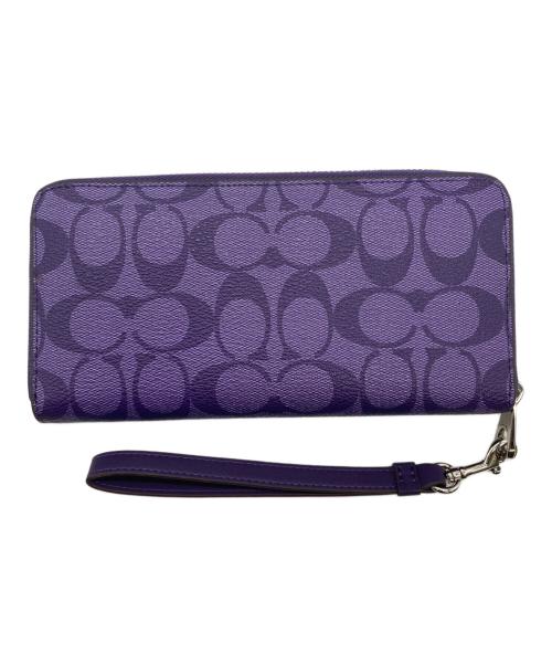 COACH（コーチ）COACH (コーチ) ラウンドファスナー財布 パープルの古着・服飾アイテム