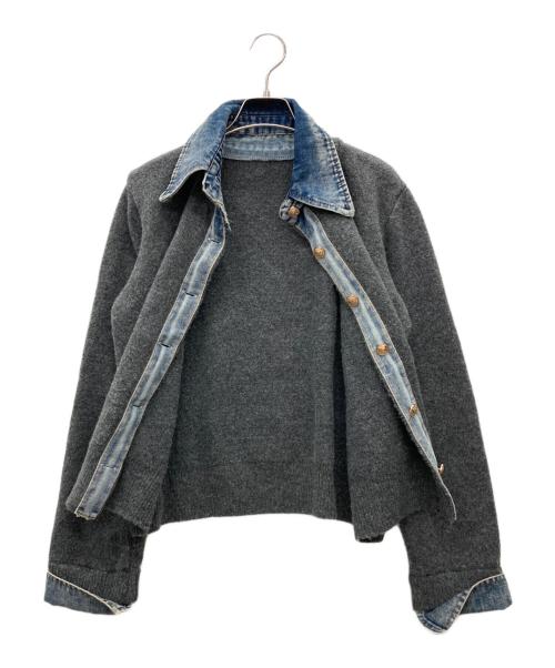 PLUS OTO.HA（プラスオトハ）PLUS OTO.HA (プラスオトハ) デニムニットシャツ グレー サイズ:不明の古着・服飾アイテム