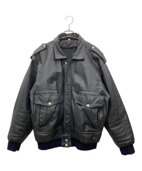 -（-）- (-) レザーフライトジャケット ブラック サイズ:Mの古着・服飾アイテム
