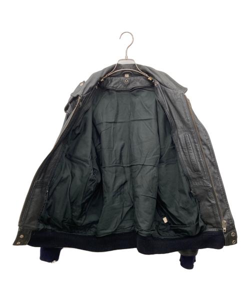 -（-）- (-) レザーフライトジャケット ブラック サイズ:Mの古着・服飾アイテム