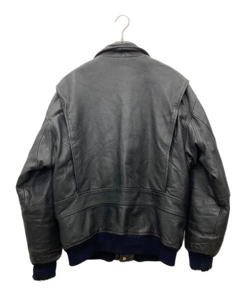 -（-）- (-) レザーフライトジャケット ブラック サイズ:Mの古着・服飾アイテム