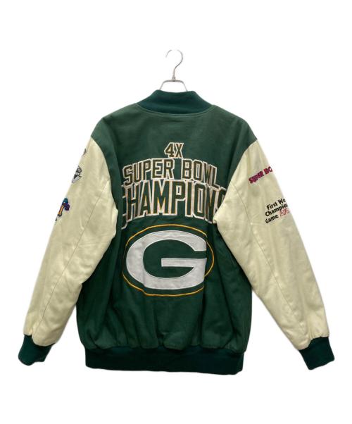 NFL（ナショナル・フットボール・リーグ）NFL (ナショナル・フットボール・リーグ) スタジャン グリーン×アイボリー サイズ:XLの古着・服飾アイテム