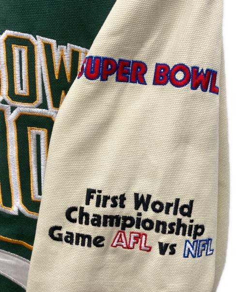 NFL（ナショナル・フットボール・リーグ）NFL (ナショナル・フットボール・リーグ) スタジャン グリーン×アイボリー サイズ:XLの古着・服飾アイテム