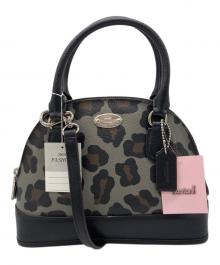 COACH（コーチ）の古着「ラグジュアリー ミニ コーラ ドームド オセロット プリント 2WAYバッグ」｜ブラック×グレー