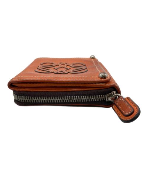 LOEWE（ロエベ）LOEWE (ロエベ) ビッグアナグラムラウンドジップ二つ折りコンパクトウォレット オレンジの古着・服飾アイテム