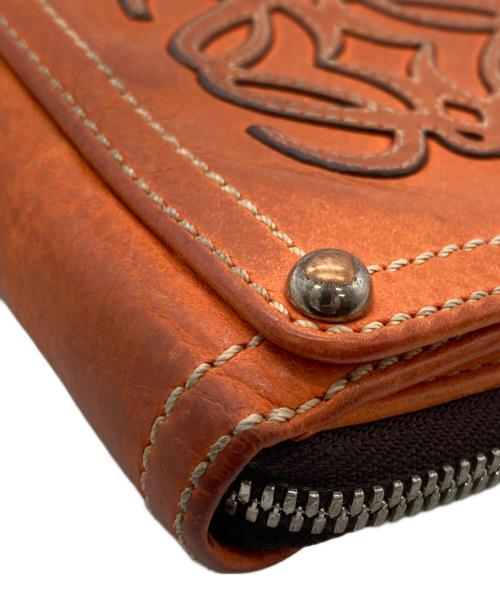 LOEWE（ロエベ）LOEWE (ロエベ) ビッグアナグラムラウンドジップ二つ折りコンパクトウォレット オレンジの古着・服飾アイテム