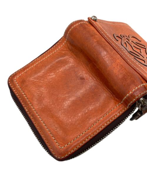 LOEWE（ロエベ）LOEWE (ロエベ) ビッグアナグラムラウンドジップ二つ折りコンパクトウォレット オレンジの古着・服飾アイテム