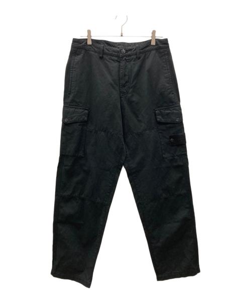 STONE ISLAND（ストーンアイランド）STONE ISLAND (ストーンアイランド) コットンリネン キャンバス カーゴパンツ ブラック サイズ:W30の古着・服飾アイテム