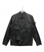 STONE ISLANDストーンアイランド）の古着「Brushed Cotton Canvas Zip Overshirt(ブラッシュド コットン キャンバス ジップ オーバーシャツ）」｜ブラック