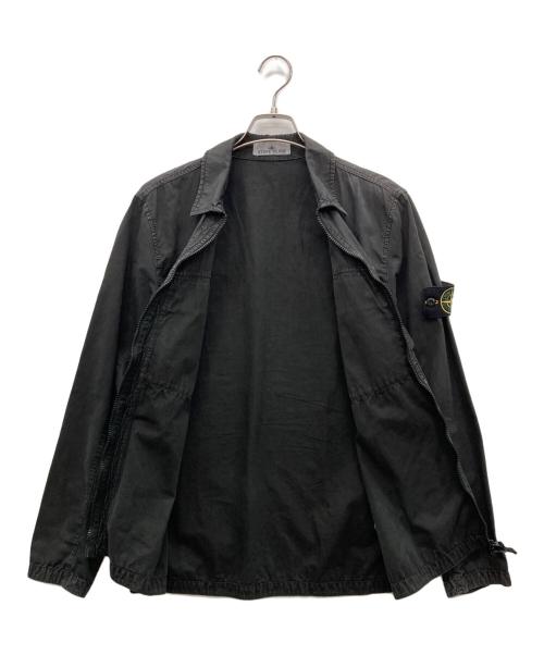 STONE ISLAND（ストーンアイランド）STONE ISLAND (ストーンアイランド) Brushed Cotton Canvas Zip Overshirt(ブラッシュド コットン キャンバス ジップ オーバーシャツ） ブラック サイズ:Mの古着・服飾アイテム