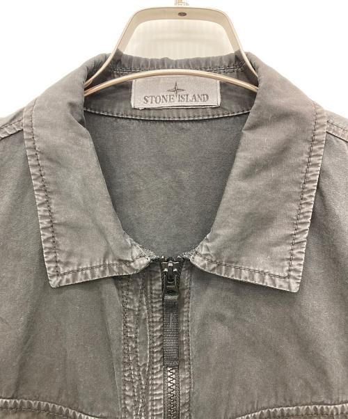 STONE ISLAND（ストーンアイランド）STONE ISLAND (ストーンアイランド) Brushed Cotton Canvas Zip Overshirt(ブラッシュド コットン キャンバス ジップ オーバーシャツ） ブラック サイズ:Mの古着・服飾アイテム