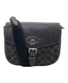 COACH（コーチ）の古着「アメリア スモール サドル バッグ・シグネチャー デニム」｜ブラック