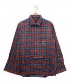 mont-bellモンベル）の古着「メリノウール ライト ロングスリーブシャツ」｜ブラウン×ネイビー