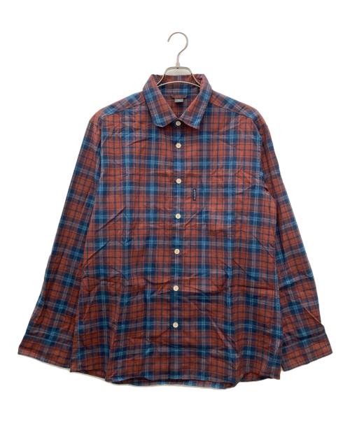 mont-bell（モンベル）mont-bell (モンベル) メリノウール ライト ロングスリーブシャツ ブラウン×ネイビー サイズ:XLの古着・服飾アイテム