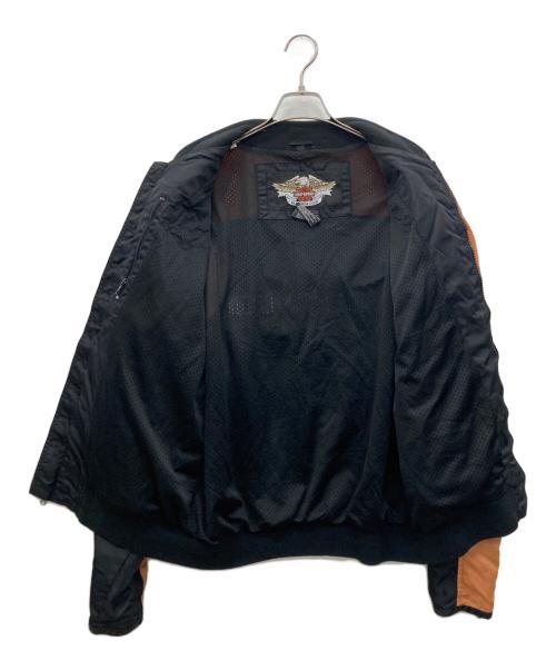 HARLEY-DAVIDSON（ハーレーダビッドソン）HARLEY-DAVIDSON (ハーレーダビッドソン) MA-1ジャケット ブラック×ブラウン サイズ:Lの古着・服飾アイテム