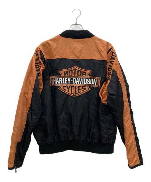 HARLEY-DAVIDSON（ハーレーダビッドソン）HARLEY-DAVIDSON (ハーレーダビッドソン) MA-1ジャケット ブラック×ブラウン サイズ:Lの古着・服飾アイテム